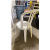 Image 3 : STACK OF 25 WHITE PLASTIC OUTDOOR SLAT BACK EVENT STACKING CHAIRS