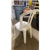 Image 3 : STACK OF 25 WHITE PLASTIC OUTDOOR SLAT BACK EVENT STACKING CHAIRS