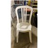Image 2 : STACK OF 25 WHITE PLASTIC OUTDOOR SLAT BACK EVENT STACKING CHAIRS