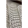 Image 4 : STACK OF 25 WHITE PLASTIC OUTDOOR SLAT BACK EVENT STACKING CHAIRS