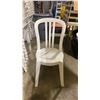 Image 2 : STACK OF 25 WHITE PLASTIC OUTDOOR SLAT BACK EVENT STACKING CHAIRS