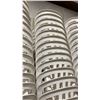 Image 4 : STACK OF 25 WHITE PLASTIC OUTDOOR SLAT BACK EVENT STACKING CHAIRS