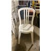 Image 2 : STACK OF 25 WHITE PLASTIC OUTDOOR SLAT BACK EVENT STACKING CHAIRS