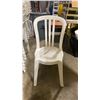 Image 2 : STACK OF 25 WHITE PLASTIC OUTDOOR SLAT BACK EVENT STACKING CHAIRS
