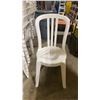 Image 2 : STACK OF 25 WHITE PLASTIC OUTDOOR SLAT BACK EVENT STACKING CHAIRS