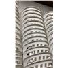 Image 4 : STACK OF 25 WHITE PLASTIC OUTDOOR SLAT BACK EVENT STACKING CHAIRS