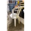 Image 3 : STACK OF 25 WHITE PLASTIC OUTDOOR SLAT BACK EVENT STACKING CHAIRS