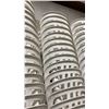 Image 4 : STACK OF 25 WHITE PLASTIC OUTDOOR SLAT BACK EVENT STACKING CHAIRS