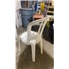 Image 3 : STACK OF 20 WHITE PLASTIC OUTDOOR SLAT BACK EVENT STACKING CHAIRS