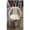 Image 2 : STACK OF 25 WHITE PLASTIC RUBBERMAID OUTDOOR SOLID BACK EVENT STACKING CHAIRS