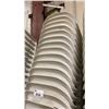 Image 4 : STACK OF 25 WHITE PLASTIC RUBBERMAID OUTDOOR SOLID BACK EVENT STACKING CHAIRS