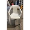 Image 2 : STACK OF 25 WHITE PLASTIC RUBBERMAID OUTDOOR SOLID BACK EVENT STACKING CHAIRS