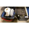 Image 2 : BIN OF COOLING RACKS, BIN OF COMMERCIAL DISHWARE, & BIN OF TOILET PAPER *BINS INCLUDED*
