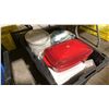 Image 3 : BIN OF COOLING RACKS, BIN OF COMMERCIAL DISHWARE, & BIN OF TOILET PAPER *BINS INCLUDED*