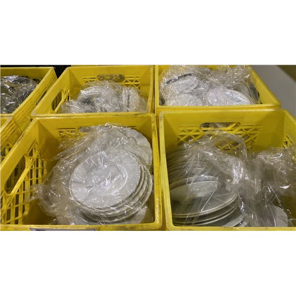 4 CRATES OF ASSORTED COMMERCIAL RESTAURANT SIDE PLATES & DISHWARE *CRATE INCLUDED*