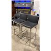 Image 2 : PAIR OF BLACK PADDED CHROME METAL FRAMED BAR CHAIRS 31"H