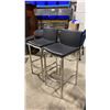 Image 2 : PAIR OF BLACK PADDED CHROME METAL FRAMED BAR CHAIRS 31"H