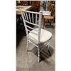 Image 2 : STACK OF 8 WHITE WOOD BAMBOO LOOK COMMERCIAL STACKING EVENT CHAIRS WITH CUSHIONS