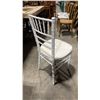 Image 2 : STACK OF 8 WHITE WOOD BAMBOO LOOK COMMERCIAL STACKING EVENT CHAIRS WITH CUSHIONS