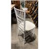 Image 2 : STACK OF 8 WHITE WOOD BAMBOO LOOK COMMERCIAL STACKING EVENT CHAIRS WITH CUSHIONS