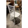 Image 2 : STACK OF 8 WHITE WOOD BAMBOO LOOK COMMERCIAL STACKING EVENT CHAIRS WITH CUSHIONS