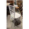 Image 2 : STACK OF 8 WHITE WOOD BAMBOO LOOK COMMERCIAL STACKING EVENT CHAIRS WITH CUSHIONS