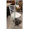 Image 2 : STACK OF 8 WHITE WOOD BAMBOO LOOK COMMERCIAL STACKING EVENT CHAIRS WITH CUSHIONS