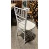 Image 2 : STACK OF 8 WHITE WOOD BAMBOO LOOK COMMERCIAL STACKING EVENT CHAIRS WITH CUSHIONS