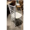 Image 2 : STACK OF 8 WHITE WOOD BAMBOO LOOK COMMERCIAL STACKING EVENT CHAIRS WITH CUSHIONS
