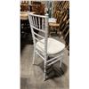 Image 2 : STACK OF 8 WHITE WOOD BAMBOO LOOK COMMERCIAL STACKING EVENT CHAIRS WITH CUSHIONS