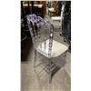 Image 2 : STACK OF 8 CLEAR PLASTIC COMMERCIAL STACKING EVENT CHAIRS WITH CUSHIONS