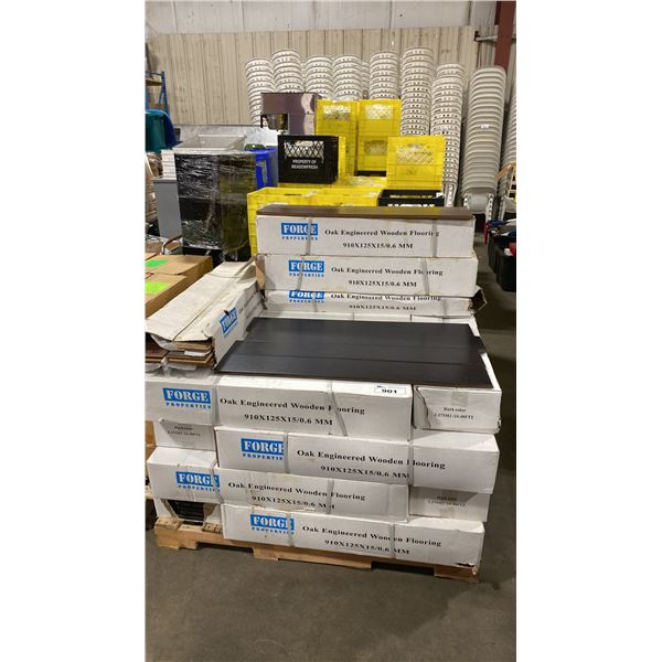 489.6 SQ FT OF FORGE PROPERTIES DARK OAK ENGINEERED REAL WOOD FLOORING & 3 BOXES OF LIGHT OAK