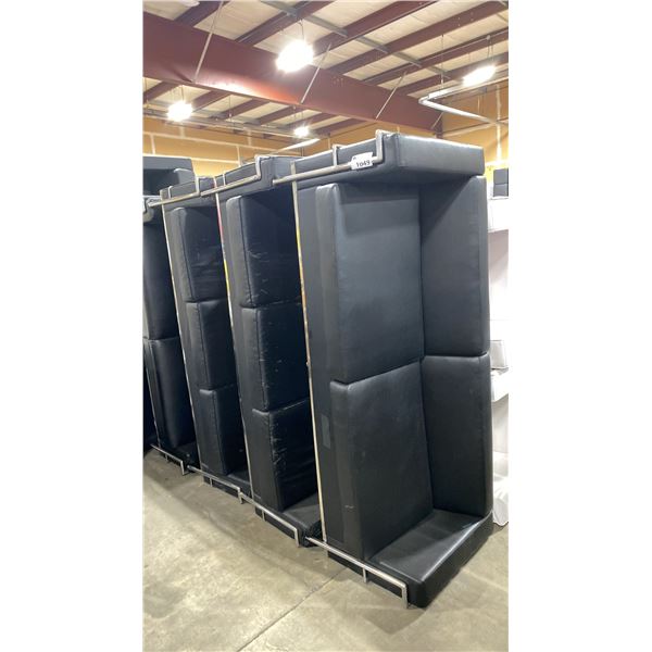 4 BLACK MODERN COMMERCIAL EVENT VINYL 3 SEAT SOFAS