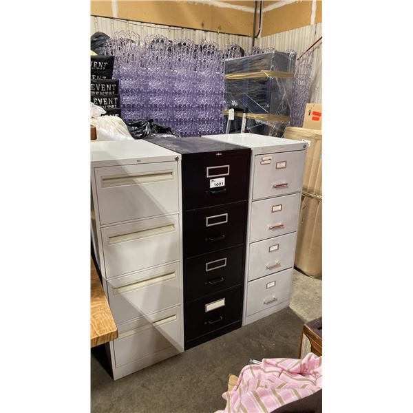 3 METAL 4 DRAWER STORAGE FILE CABINETS