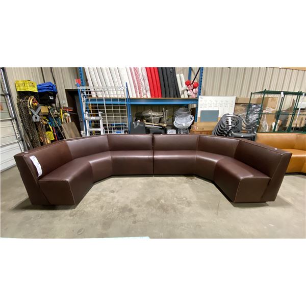 BROWN LEATHER 2PCS COMMERCIAL RESTAURANT U-SHAPE BANQUETTE SEAT *LEFT / RIGHT SIDE*