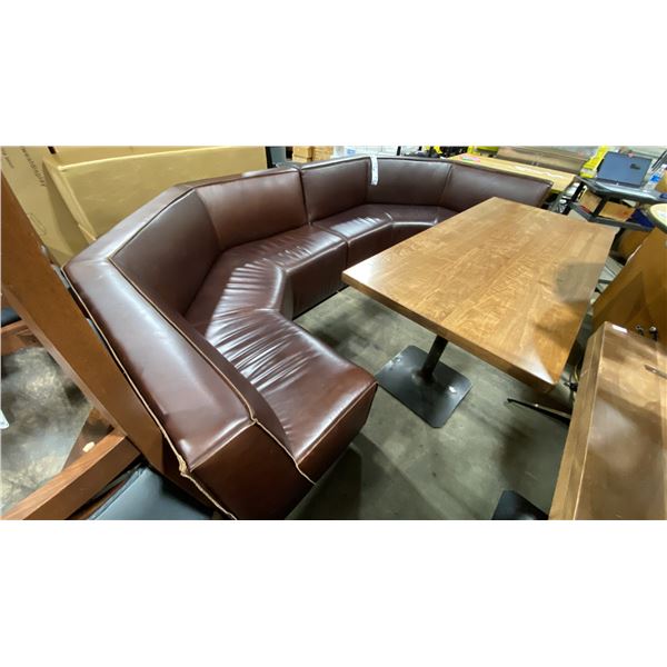 BROWN LEATHER 2PCS COMMERCIAL RESTAURANT U-SHAPE BANQUETTE SEAT *LEFT / RIGHT SIDE*