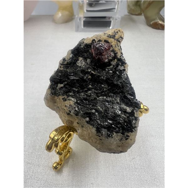 2.4 INCH GENUINE RUBY IN BLACK TOURMALINE MATRIX  SPECIMEN