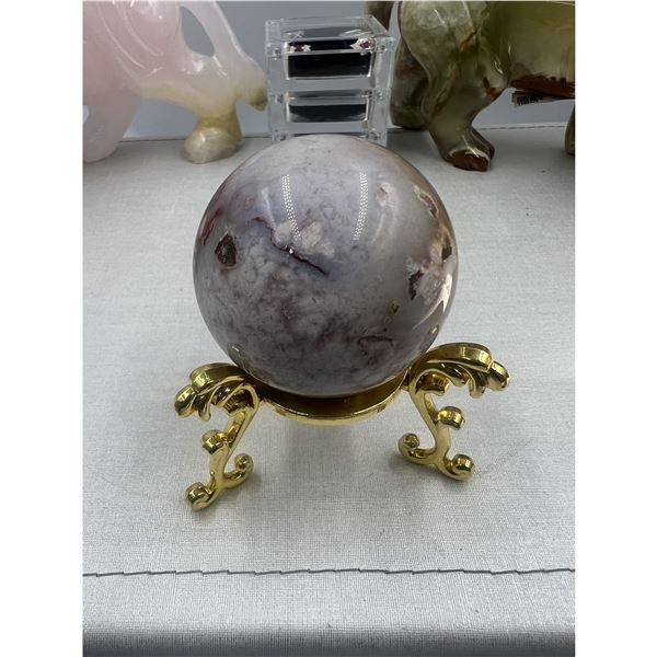 2.09 INCH  53.1 MM FLOWER AGATE SPHERE