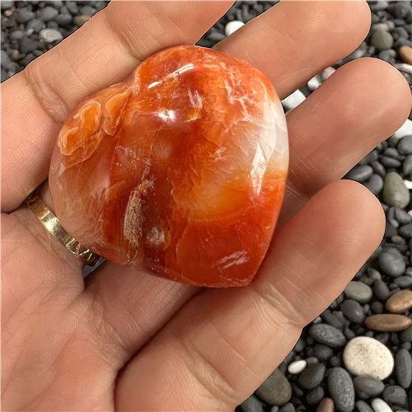 Carnelian Heart shaped Stone 1.3 Inch