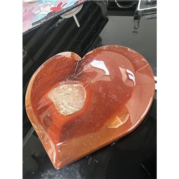 Carnelian Heart shaped Stone 3 Inch