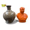 Image 1 : 2x Vintage Collectibles: Pottery Vase & Mao Zedong Statue