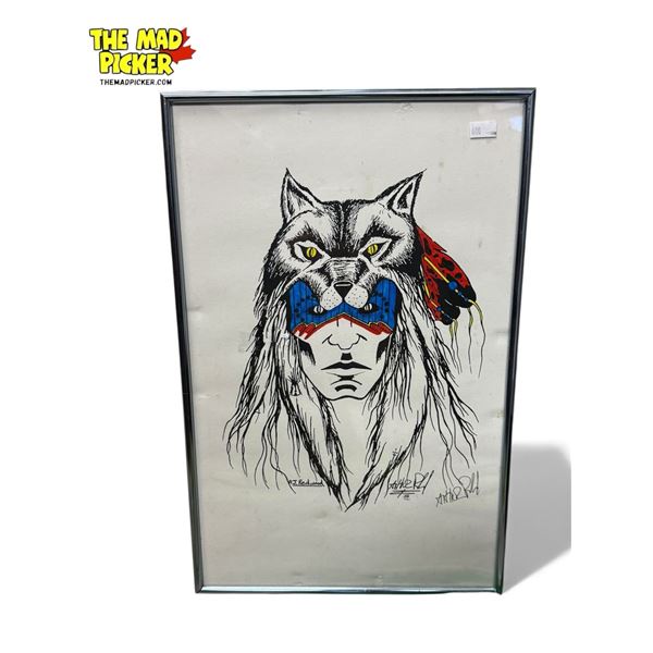 Vintage A.J. Redwood L.E.P. "Indian Warrior With Wolf Headdress" 70/100
