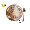 Image 1 : Vintage Well Made First Nations Hide Drum & Mallet With Moon & Wolf Details