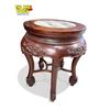 Image 4 : Vintage Chinese Rosewood Stone Inlay Round Pedestal