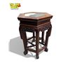Image 5 : Vintage Chinese Rosewood Stone Inlay Hexagonal Pedestal