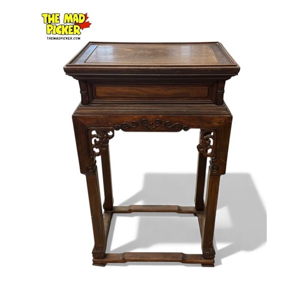 Vintage Chinese Tall Standing Wooden Side Table