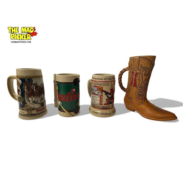 4x Budweiser Theme Beer Mugs
