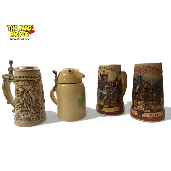 4x Vintage Beer Mugs (2x Steins) : Miller Themed, Webco