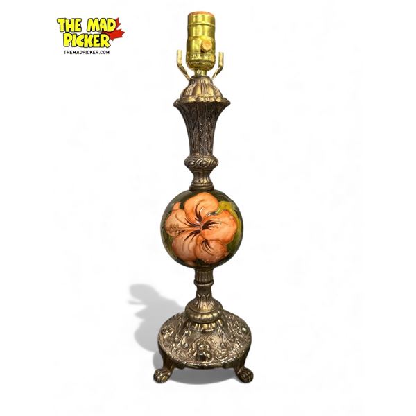 Vintage Moorcroft Green Floral Table Lamp