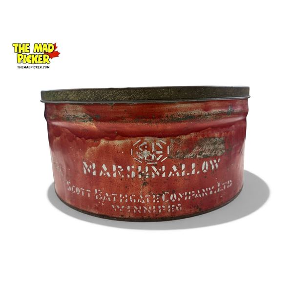 Vintage Canadian Scott Bathgate Marshmallow Tin With Window Lid